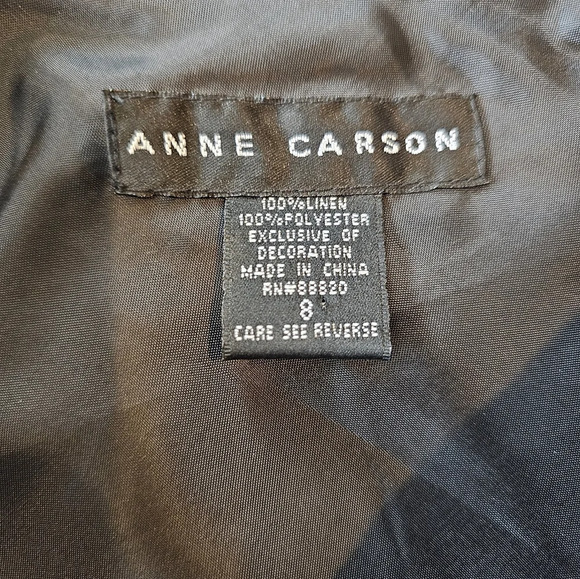 Anne Carson Size 8• 100% Linen Black Lined Embroidered Beaded Midi Skirt Fairy - Picture 4 of 9